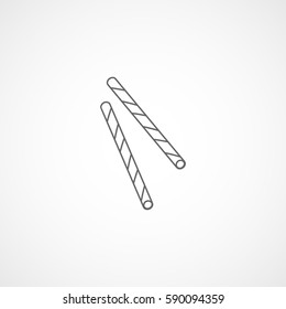 Candy Cane Line Icon On White Background