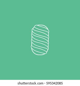 Candy Cane Line Icon On Green Background