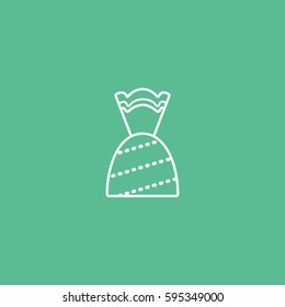 Candy Cane Line Icon On Green Background