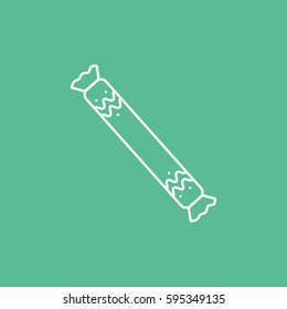 Candy Cane Line Icon On Green Background