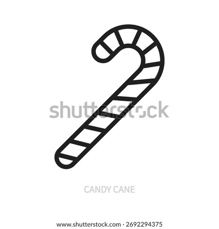 Candy cane line icon. Sweet Christmas holiday lollipop symbol. Food concept. Isolated on a white background. Editable stroke. Flat design. Vector illustration.
