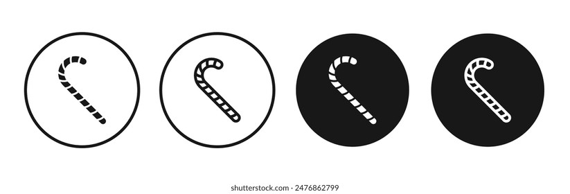 Candy cane line vector icon set.