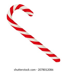 Candy cane. Lollipop, Christmas candy. Isolated vector illustration, flat design.