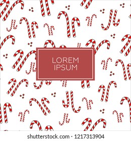 Candy cane and lollipops seamless Christmas background