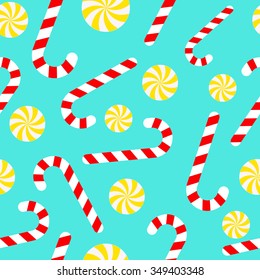 Candy Cane and lollipops, Seamless Christmas pattern with candies