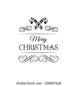 Candy Cane. Merry Christmas And Happy New Year Greeting Card. Vector Illustration.