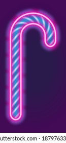 candy cane neon sign. Vector illustration
