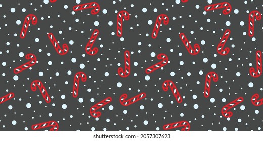 Candy cane New year seamless pattern. Christmas background vector illustration. For wrapping paper, design, postcard, fabric, baby clothes, baby room. Christmas and New Year concept.