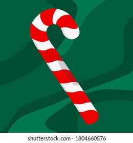 candy cane on a green background, Christmas decor