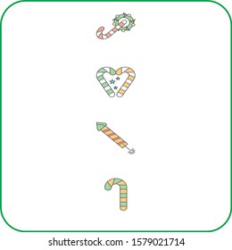 Candy cane on a white background. Christmas sweets. vector icon