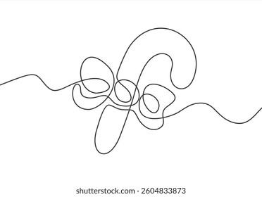 Candy cane one line continuous. Candy line art. Hand drawn vector art