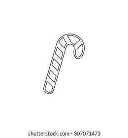 Candy Cane. Outline Black Simple Vector Pictogram