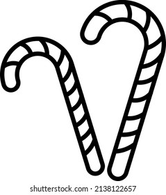 Candy Cane Outline Food Icon 
