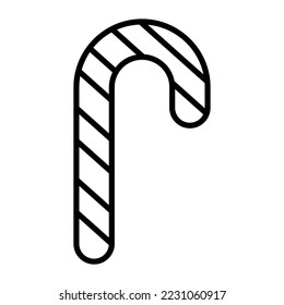 candy cane outline icon isolate on white background