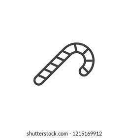 Candy cane outline icon. linear style sign for mobile concept and web design. Peppermint stick simple line vector icon. Xmas sweets symbol, logo illustration. Pixel perfect vector graphics
