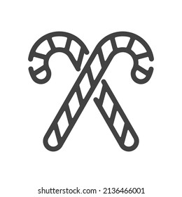 Candy cane outline icon. Vector illustration.
