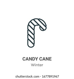 Candy cane outline vector icon. Thin line black candy cane icon, flat vector simple element illustration from editable winter concept isolated stroke on white background