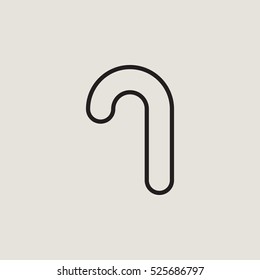Candy Cane Outline Vector Icon