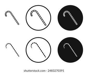 Candy cane outlined icon vector collection.