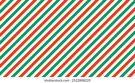 Candy cane pattern. Green and red background. Peppermint caramel diagonal print for gift paper