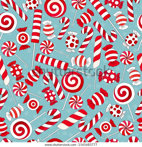 Candy Cane Pattern Many Types Christmas Stock Vector (Royalty Free ...