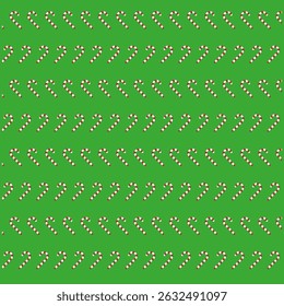 Candy cane pattern. Red white stripes. Christmas sweet vector. Green festive background.