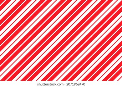 Candy cane pattern. Xmas seamless striped red background. Cute caramel package print. Christmas holiday diagonal lines. Peppermint wrapping paper. Abstract geometric texture. Vector illustration.