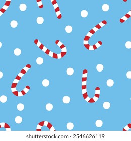Candy Cane and Polka Dot Christmas Pattern