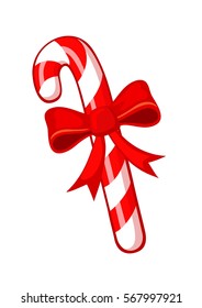 Candy Cane With A Red Bow