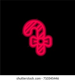 Candy cane red glowing neon ui ux icon. Glowing sign logo vector