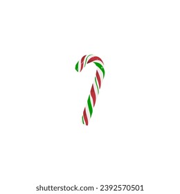 Candy cane red green stripped Christmas tree decoration confectionary sweet festive treat seasonal lollipop peppermint stick singular icon simple isolated illustration vector art hard rock sugar joy  