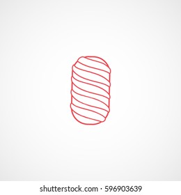 Candy Cane Red Line Icon On White Background
