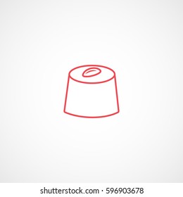 Candy Cane Red Line Icon On White Background