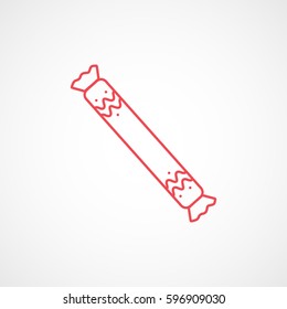 Candy Cane Red Line Icon On White Background