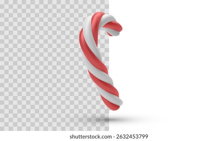 Candy Cane in Red and White Colors. Vector Illustration of a Traditional Christmas Sweet, Perfect for Winter Holiday Decorations, Festive Themes, or Seasonal Design Projects.