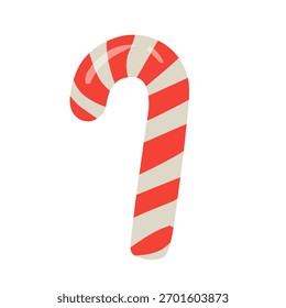 Candy cane in red and white stripes for Christmas theme, perfect for holiday design elements
