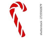 Candy cane red and white vector icon,minimalist and modern design concept,isolated on white background,can be for signs,or christmas decoration
