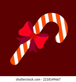 candy cane with ribbon design illustration isolated on background