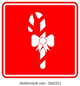 candy cane with ribbon sign