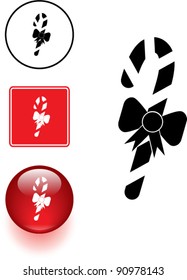 candy cane with ribbon symbol sign and button