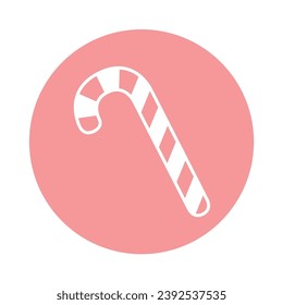 Candy Cane Round Icon Vector Illustration Isolated on Transparent Background. Use for Xmas, Decoration, Greeting Card Etc.