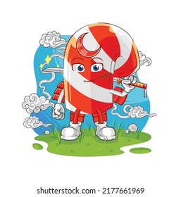 der Bonbons Samurai-Cartoon. Cartoon-Maskottvektor