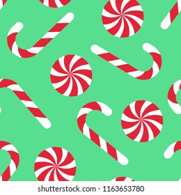 Candy cane seamless christmas pattern. Vector
