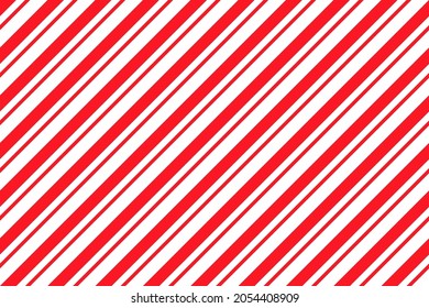 Candy cane seamless pattern. Christmas striped red background. Cute caramel package print. Xmas holiday diagonal lines. Peppermint wrapping texture. Abstract geometric wallpaper. Vector illustration.