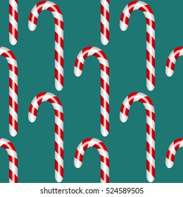 Candy cane. Seamless pattern. Christmas decor. Vector illustration.