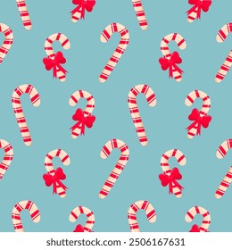 Candy cane seamless pattern. Merry Christmas and Happy New Year design. Good for wrapping paper, background, fabric.