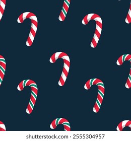 Candy cane seamless pattern. Vector background.