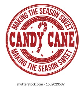 Candy cane sign or stamp on white background, vector illustration