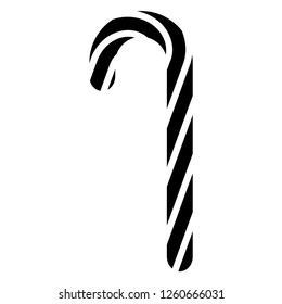 Candy Cane Silhouette - Black and white illustration of striped candy cane