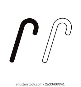 Candy cane silhouette vector flat illustration design. Candy cane outline.